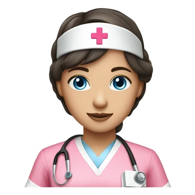 Brunette blue eyed nurse wearing pink  sticker