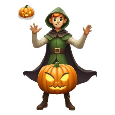 pumkin elf male casting a spell sticker