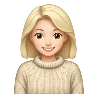 Woman wearing a cozy sweater, smiling kindly sticker