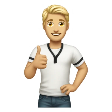 a cool  white boy with gogls showing thumb sticker