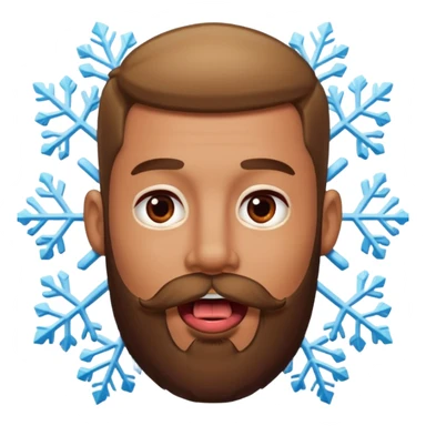 Guy with beard with snowflake on his tongue  sticker
