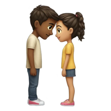 girl kiss a boy hands on back sticker