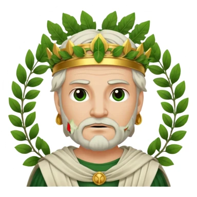 evil ancient greek king with toga wreath of leaves on head sticker