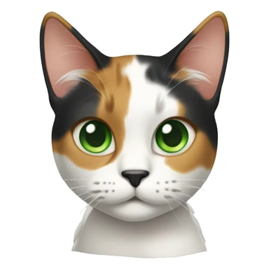 Calico Cat Full Body green eyes sticker