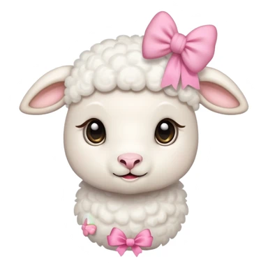 little white lamb with pink bow sticker