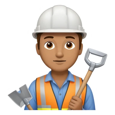 man digging with a shovel wearing a construction helmet sticker