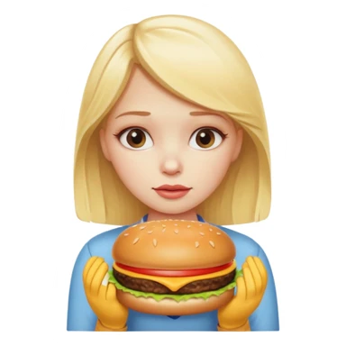 Girl with eating disorder pining for a cheeseburger. Blonde girl. sticker