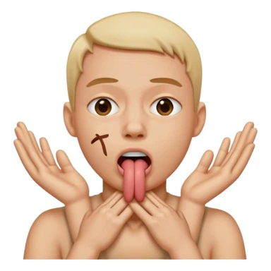 criss cross hands around throat choking self emoji tongue out sticker