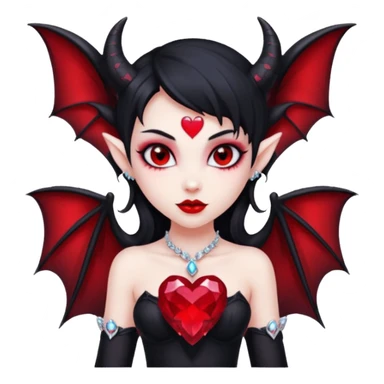 small black succubus wings, cryhstal heart red, black heart tail (HEART) sticker