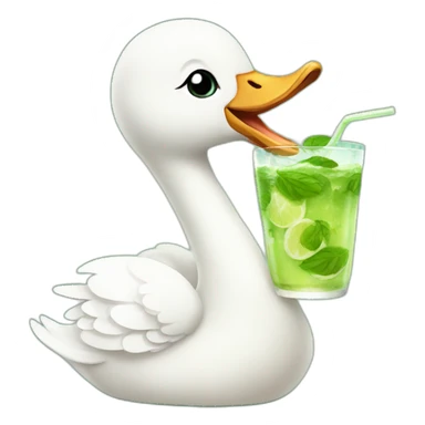 baby swan drinking mojito sticker