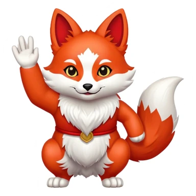 Kitsune waving hello sticker