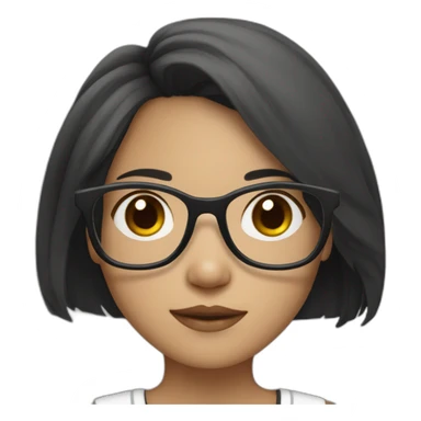 black-and-white asian girl with glasses and medium hair sticker