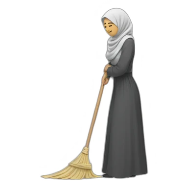 a woman in a hijab is sweeping the floor sticker