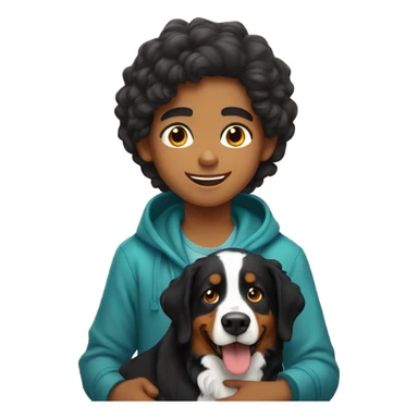 Moroccan boy with Bernese mountain dog sticker