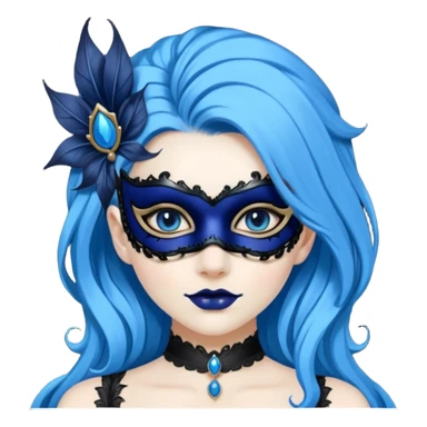 (the person is transformed into a masquerade gothic queen:1.5) blue hair sticker
