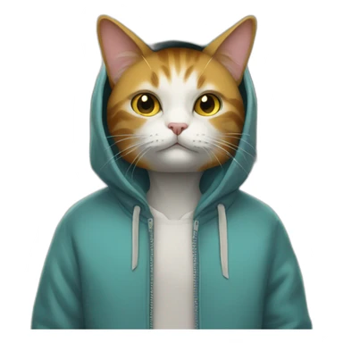 a cat with a nirvana hooodie on a street sticker