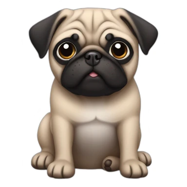 pug wearing a black t-shirt sticker