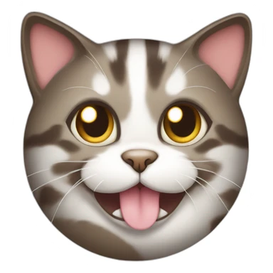 Dark brown and white Tabby Cat playing with a ball sticker