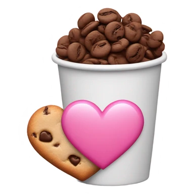 I want you to add the coffee cup emoji ☕️ next to this pink heart emoji💖 and the cookie chip emoji🍪 sticker