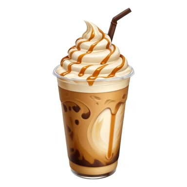 Iced cream coffee with ice and extra milk and caramel syrup  sticker