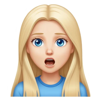 beautiful white girl with long straight blonde hair blue eyes dreaming yelling sticker