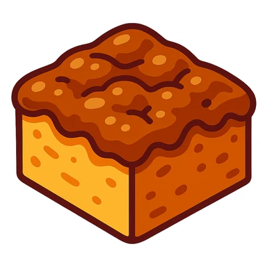 a piece of brunsviger, traditional Danish cake from Funen, with brown sugar topping, vibrant toon style sticker