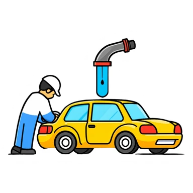 car oil being changed sticker