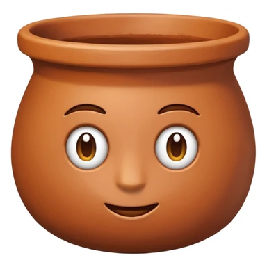 top down view of a basic clay pot, emoji style sticker