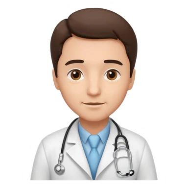 doctor in classic white coat with stethoscope, friendly facial expression sticker