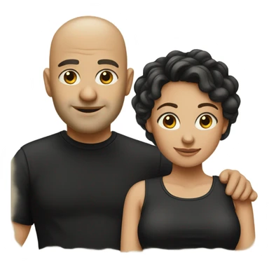 Bald Husband and wife in black shirts sticker