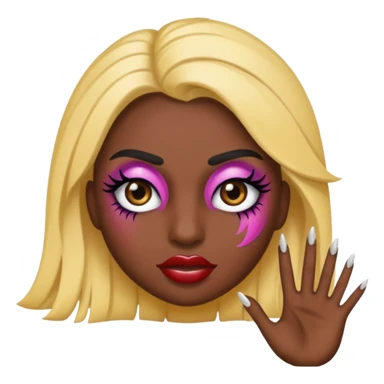 Baddie emoji with fake lashes and nails sticker
