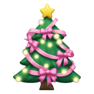 Create a cute Christmas tree emoji with lights and pink bows sticker