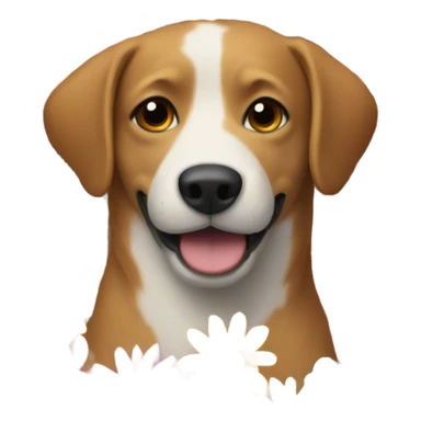 One dog whit flowers  sticker