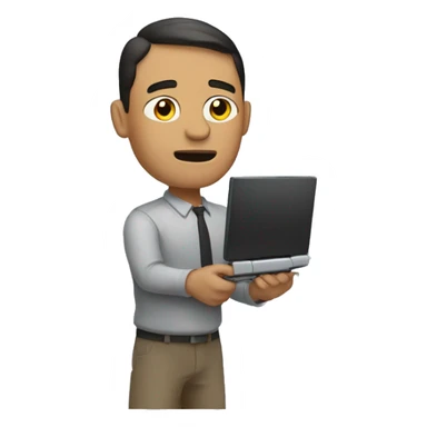 man with computer say no using hir arms sticker