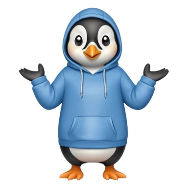 friendly anthropomorphised penguin in a hoodie and jeans standing with arms folded, looking surprised sticker