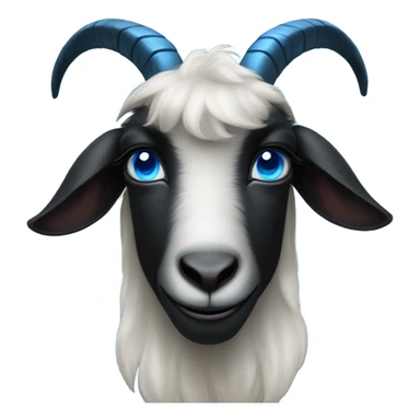 black mini goat with blue eyes ahorns sticker