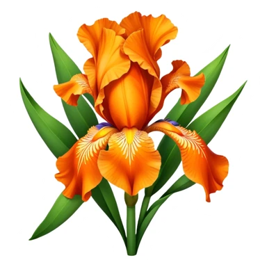 big bouquet Vibrant Orange Iris, luxuriant, leaf, bud sticker