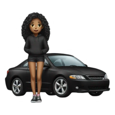 Black car with a girl sticker