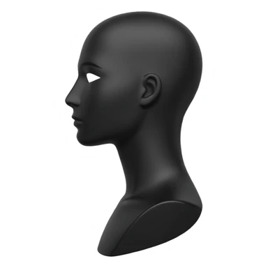 Minimalistic flat vector icon, iOS style, thin black contour on white background. Matte black mannequin in profile in 3D monochrome style. sticker