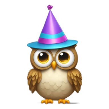 owl wearing a party hat sticker