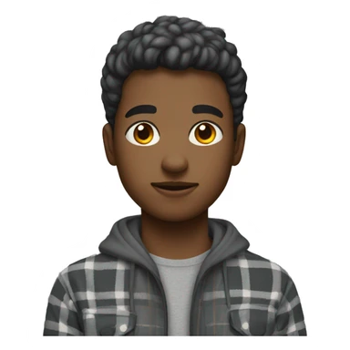 Young man wearing a gray plaid flannel and grey sweatpants sticker