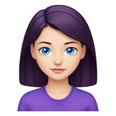 Smirking dark hair woman with blue eyes, wearing purple shirt 

 sticker