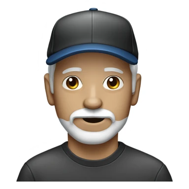 Old man with blue eyes goatee beard ball cap holding black Chihuahua long hair sticker