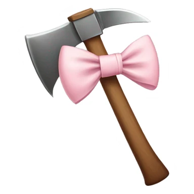 axe with a pale pink bow tied on the center sticker