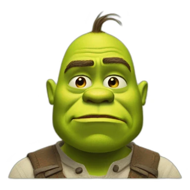 Shrek articulates rejection with hands and has angry face sticker