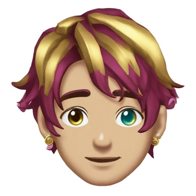 Vintage grunge patina intricate swirls gold jewellery baroque golden sparkle tropical Deep pink maroon burgundy cyan dark hoodie man dyed hair gold piercings nose piercing ear piercings sticker