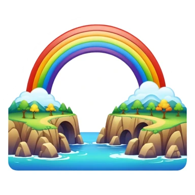 Rainbow Bridge – Arched rainbow connecting islands. sticker