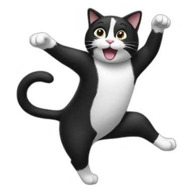 dancing black and white cat sticker