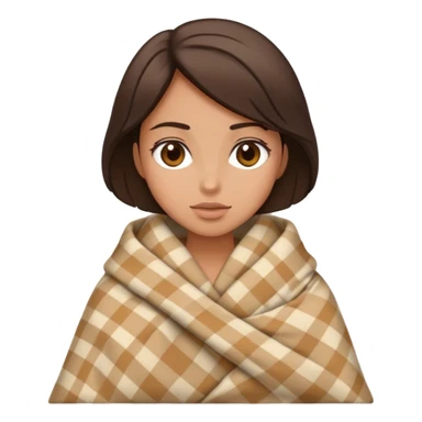 Beige clean girl folded plaid blanket brunette sticker