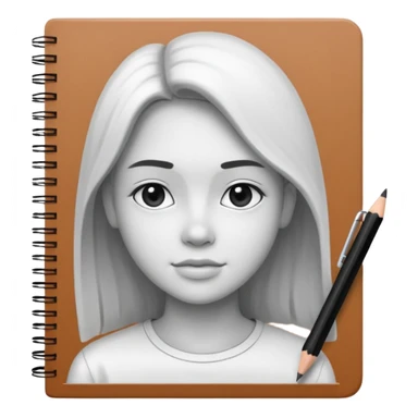 portre skecth on sketch book, with pencil. black and white sticker